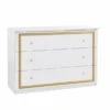 Kommode - Weiß Hochglanz - Gold - 118 Cm
