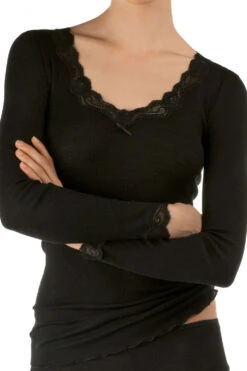 Calida: Richesse Lace Shirt Langarm, Merino