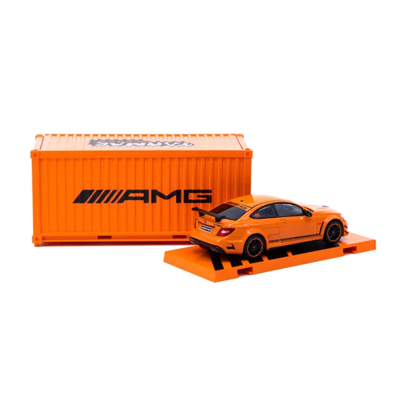 Tarmac T64G-009-OR Mercedes Benz C63 AMG Black Series Orange Mit Container Maßstab 1:64 Modellauto – Bild 2