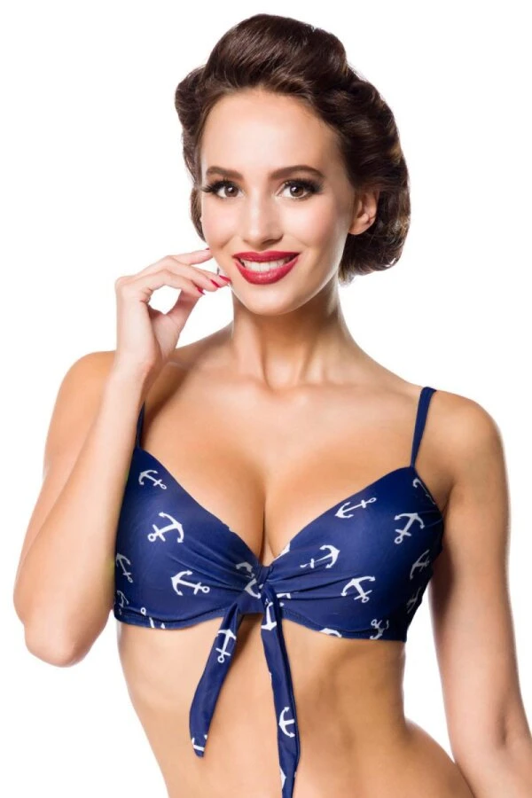Belsira Vintage Bikini-Oberteil Blau Mit Ankern