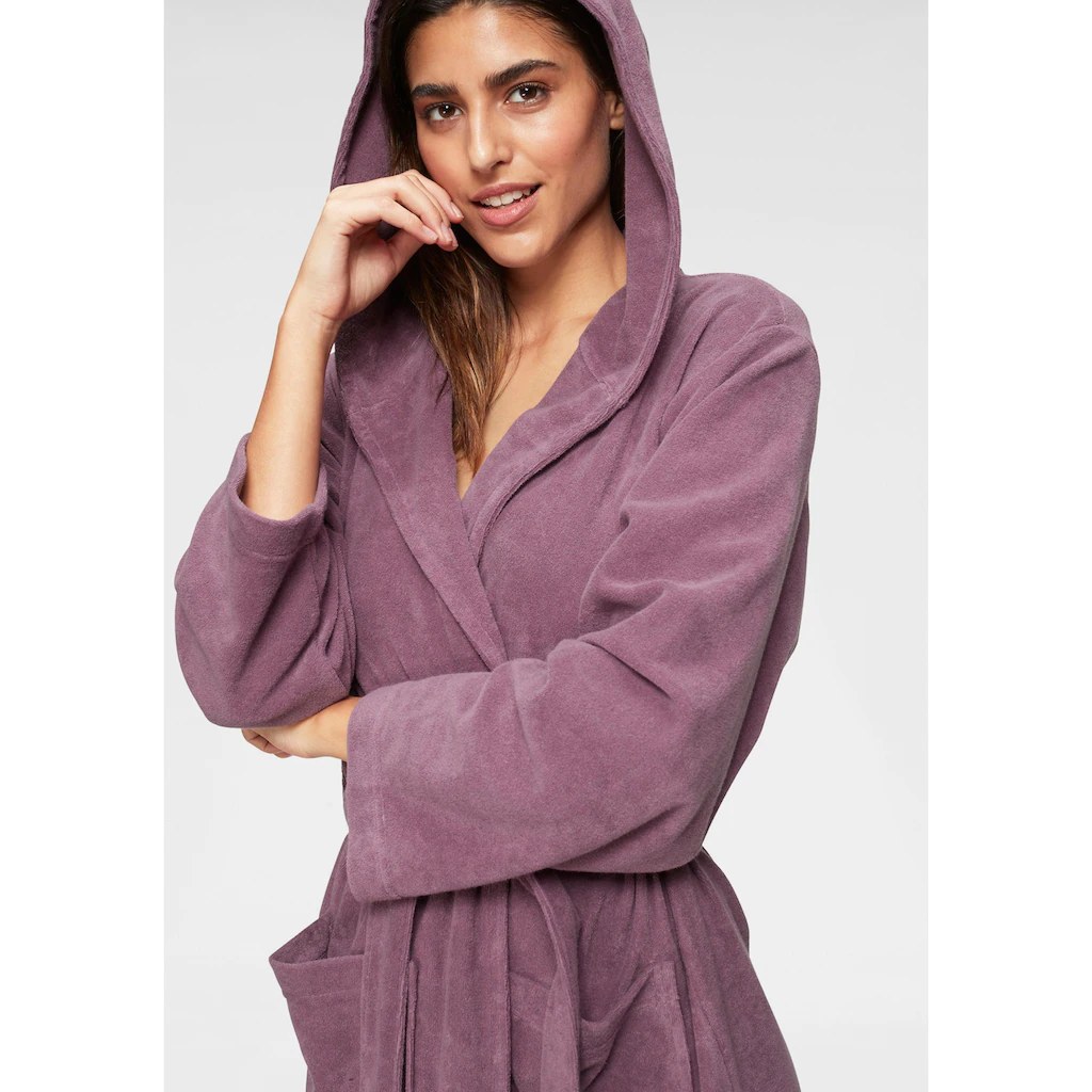 My Home Damenbademantel »Jule«, (1 St.), Einfarbiger Leichtfrottier-Bademantel, Hoher Baumwollanteil – Bild 4